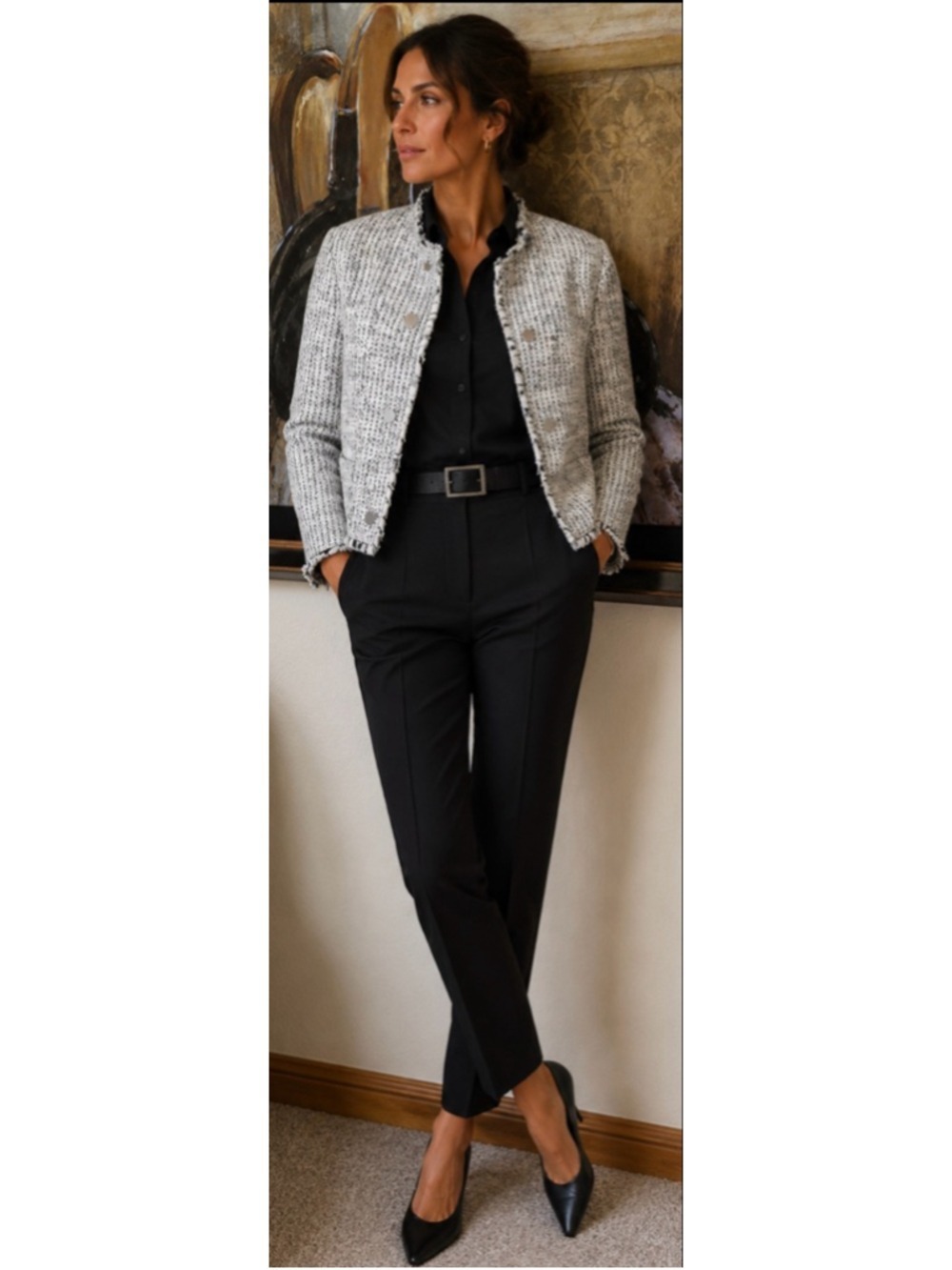 NWT Theory White Black Mod Tweed Button Jacket S-Fits up to M